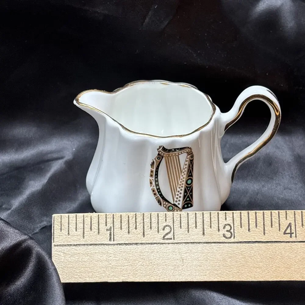 Royal Tara Ireland Small Creamer Porcelain IRISH HARP PATTERN 2.5” Celtic Harp